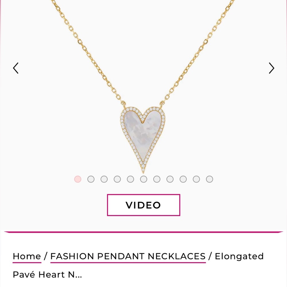 NWT Elongated pave heart necklace from Adina Eden